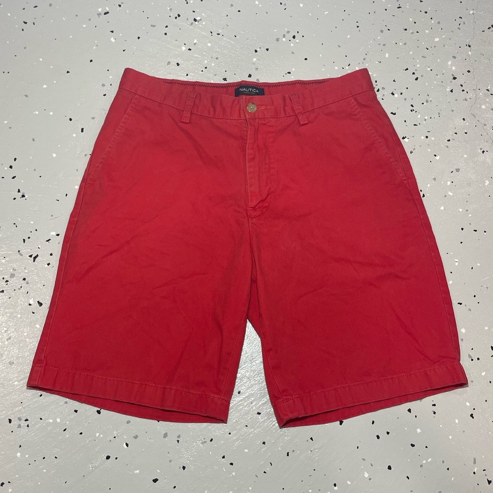 Nautica Mens Red Khaki Boat / Golf Shorts 32W
